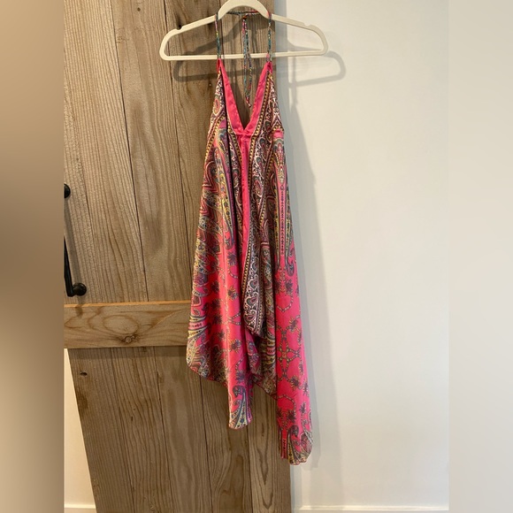 Planet Blue - Hot Pink Multi-Colored Handkerchief Halter Dress, 1 size - Picture 3 of 8